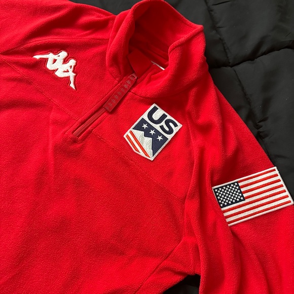 Kappa Other - Kappa Men's Red Zip-Up Jacket with US and Flag Patches